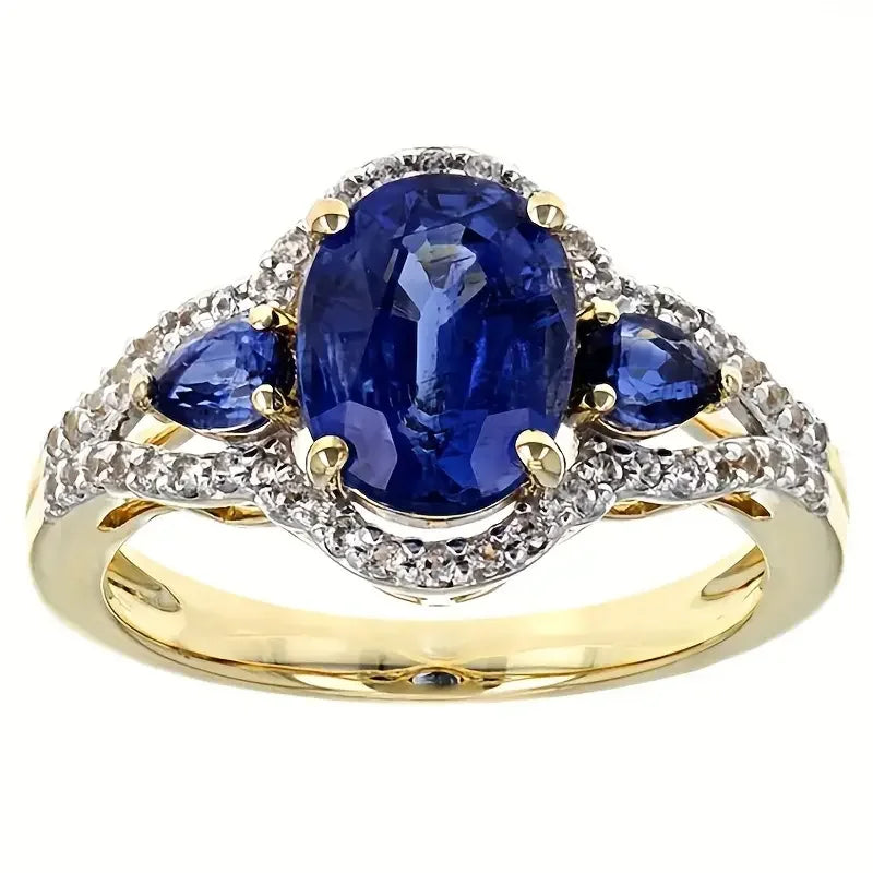 Luxury Prong Setting-Rings for Women Blue Emerald Sapphire Jewelry Wedding Engagement Ring Anniversary Gifts Wife