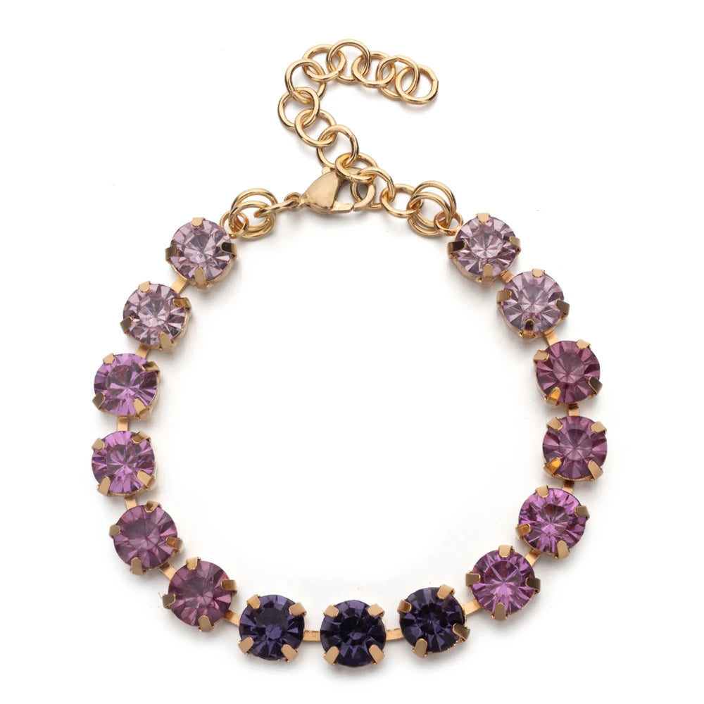 New Design Hot Deal Crystal Charms Bracelets For Women Claw Drill Set Colorful Crystal Bracelets Lobster Clasp  Link Chain