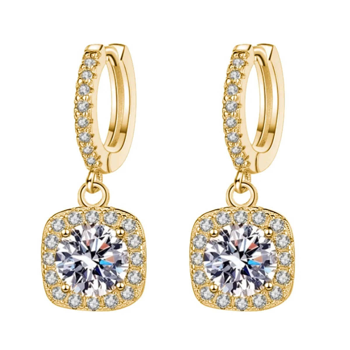 Fashion Luxury Charm Female Small Bag Full White Zircon Stone Drop Dangle Earrings Unique Silver Gold Color Jewelry For Women