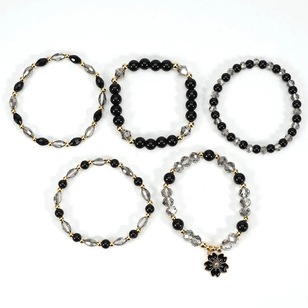 Bohemian Daisy Flower Charm Colorful Crystal Beaded Bracelet Set for Women Summer Beach Hand Jewelry Accessory Boho Wrsit Chains