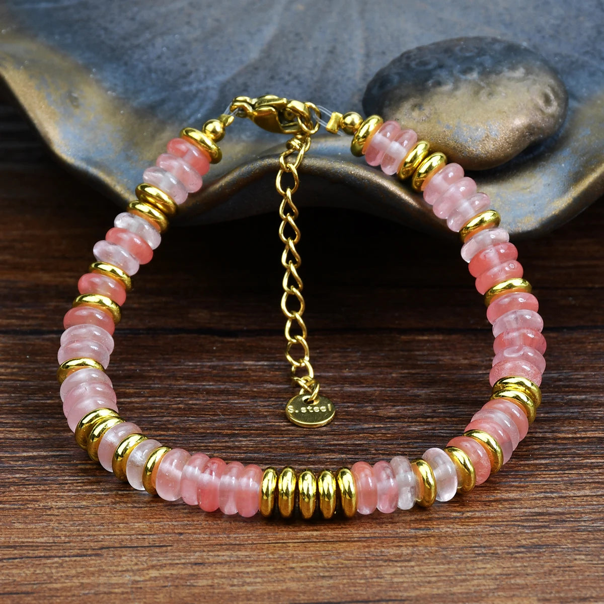 Natural Stone Colorful Mix-Gemstones Beaded Bracelet Bohemian Women's Sweet And Cute Summer Vacation Handmade Jewelry