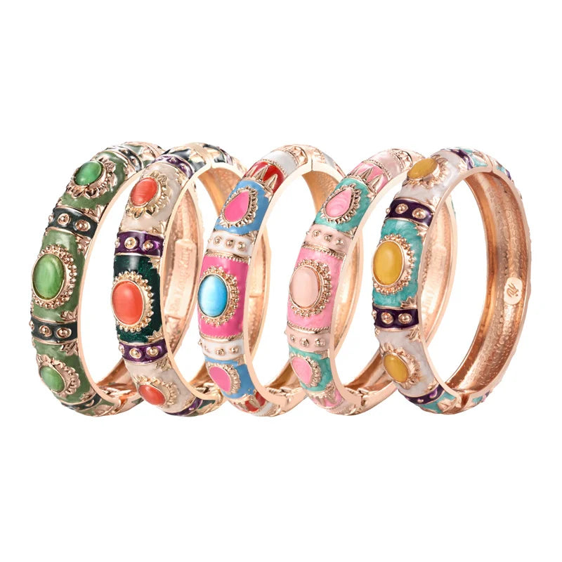 1/5 PCS Enamel Bracelet For Women Bangle On Hand Cloisonne Women's Hand Bracelets India African Jewelry Bohemian Designer Gifts