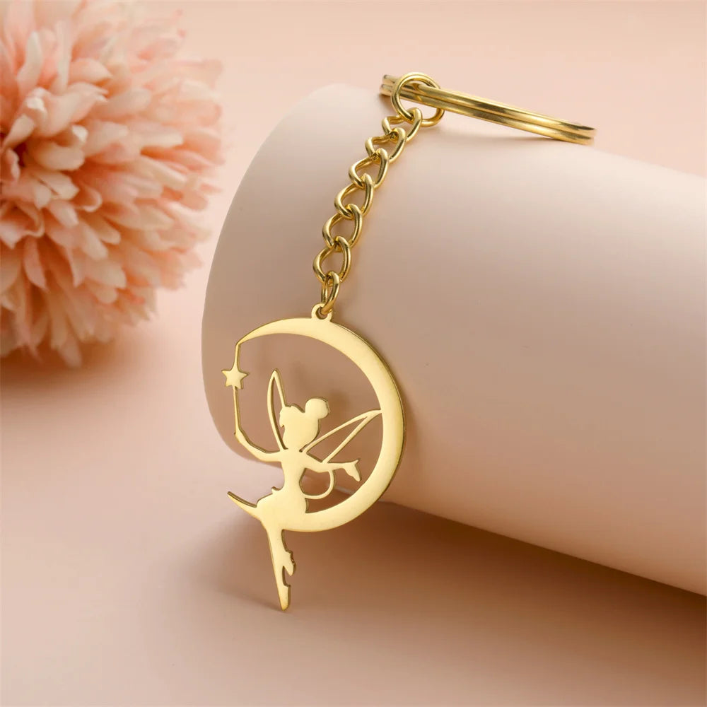 My Shape Fairy Keychain Creative Fantasy Elf Key Ring for Women  Stainless Steel Bag Car Keychain Fashion Jewelry Wholesale