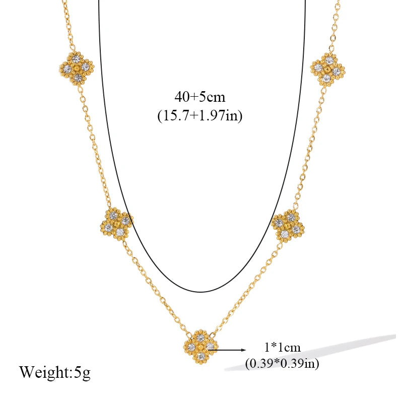EILIECK 316L Stainless Steel White Zirconia Flower Petal Necklace Bracelet Earrings Set For Women New Trendy Jewelry Party Gift