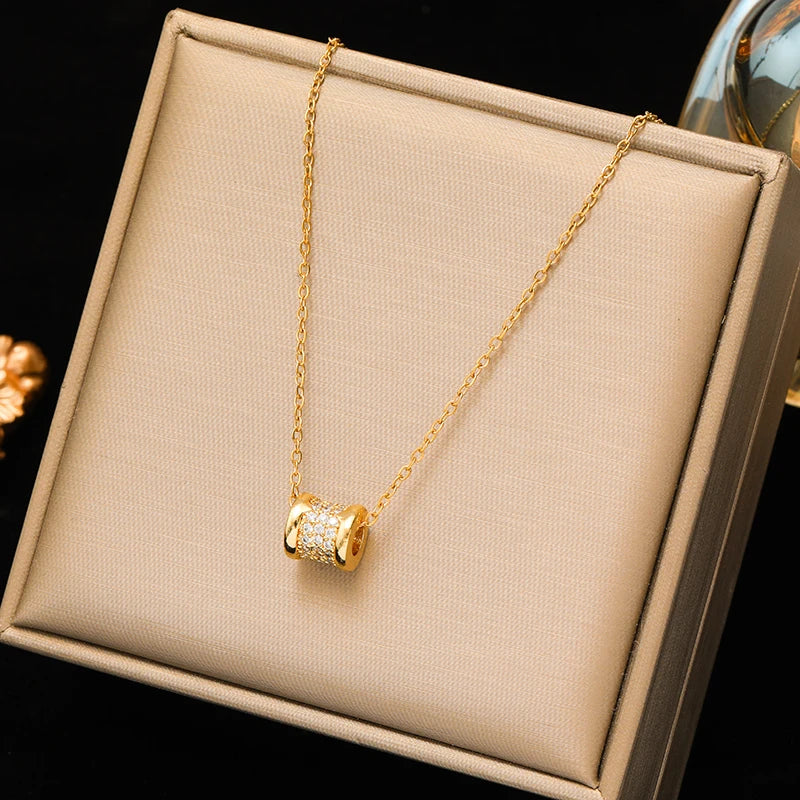 EILIECK 316L Stainless Steel Delicate Shiny Cubic Zirconia Cross Pendant Necklace for Women High Quality Jewelry Water Resistant