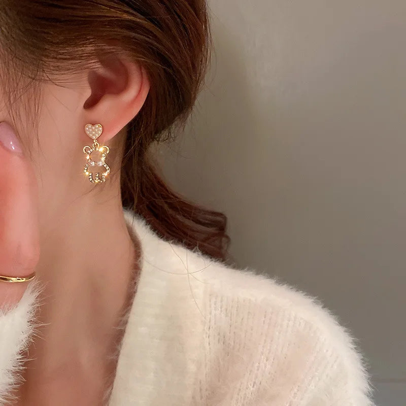 Cute Acrylic Candy Gummy Bear Dangle Earrings for Women Rainbow Bear CZ Hoop Earrings 2026 Fashion Sweet Girl Jewelry
