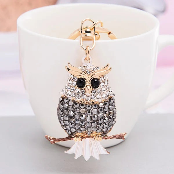 EASYA New Design Crystal Owl Keychain Full Rhinestone Key Ring Key Holders For Women Bag Accessories Cute Animal Car Key Chain