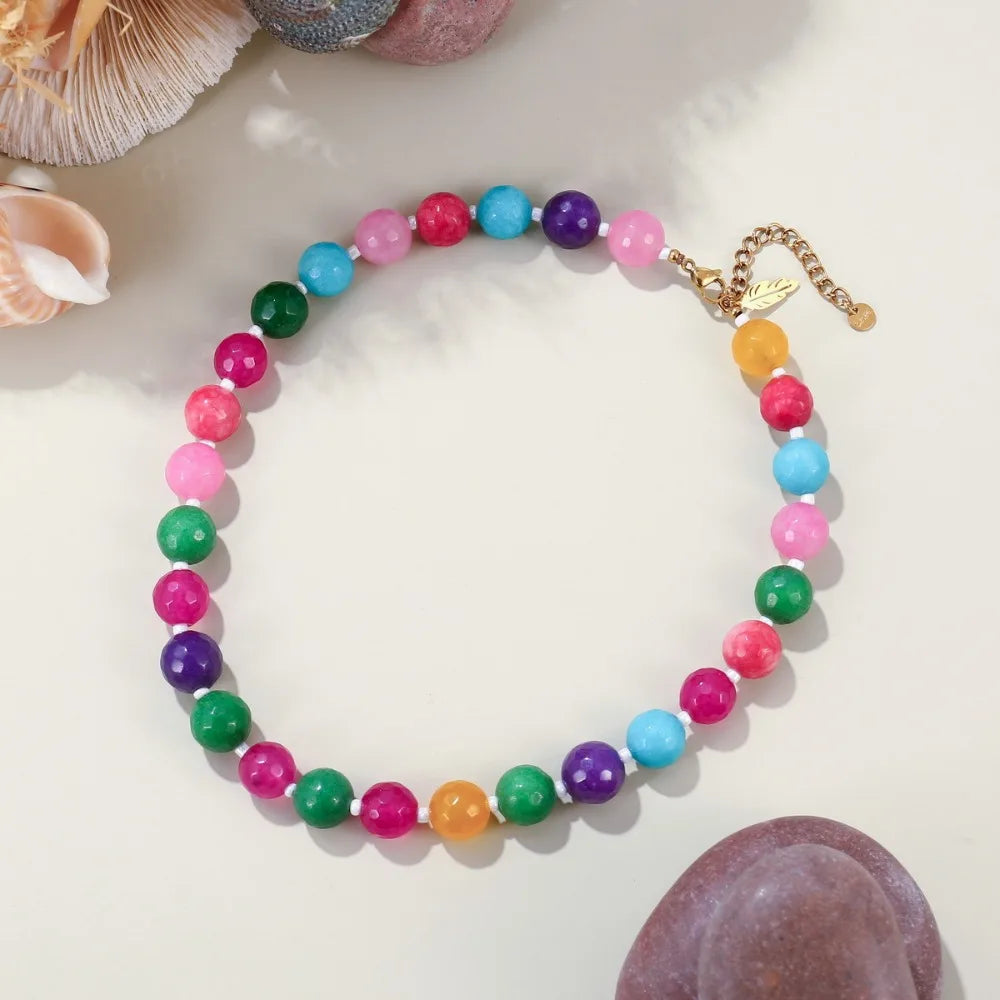 Colorful Chunky Bead Necklaces for Women Trendy Boho Collar Statement Necklace Choker Summer Beach Jewelry Birthday Gift for Her
