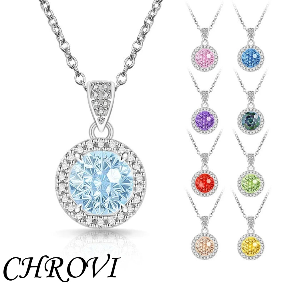 Luxurious 925 sterling silver gemstone princess square pendant necklace - fashionable and versatile
