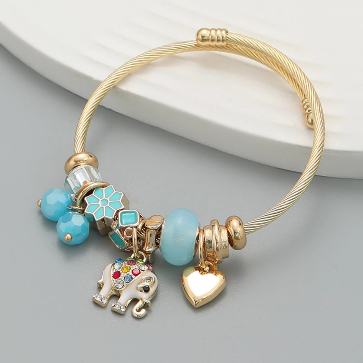 Fashion Multi Element Stainless Steel Circle Panjiadora Beaded Love Bracelet Suitable for Women's Dating, Daily Holiday Gifts