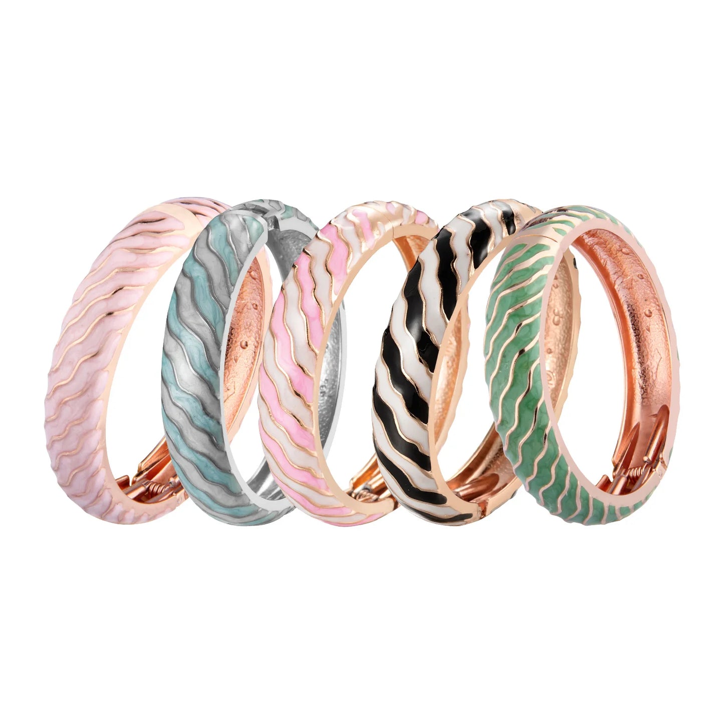 Cloisonne Bracelets For Women Striped Bracelet On Hand Enamel Jewelry Bangle For Women Female Birthday Mother's Day Gift Wife