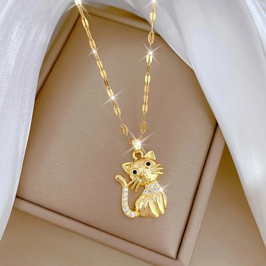 Classic Cat Charm Necklace For Womens New Clavicle Chain Party Animal Themed Jewelry Gifts