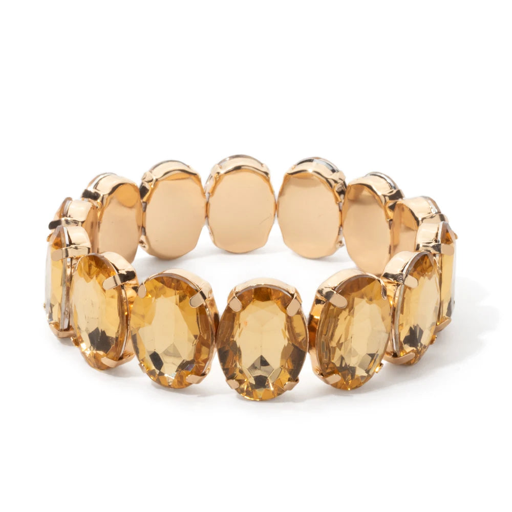 BEUTIFOR New Arrival 18mm Colorful Rhinestone Drop Bracelet for Women Gold Color Copper Prong Setting Crystal Jewelry