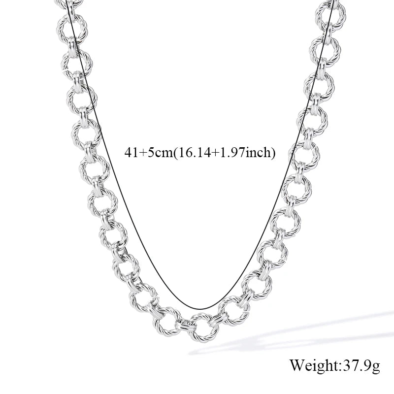 EILIECK 316L Stainless Steel Metal 8mm Chunky Chain Necklace For Women Trendy 18K Gold Plated Neck Chain Waterproof Jewelry Gift