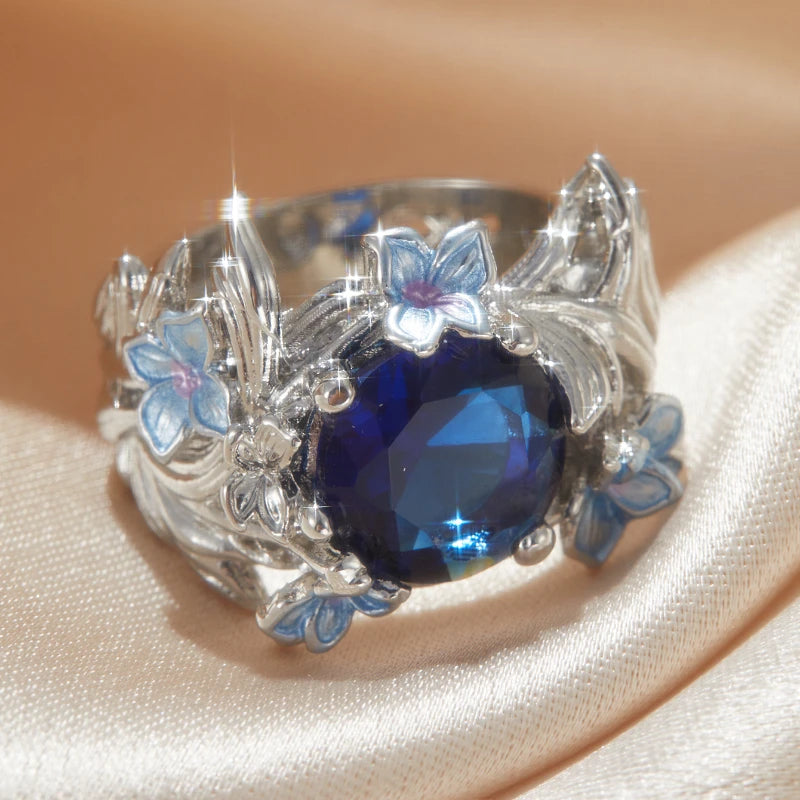 1pc Elegant Iris Style Ring Luxurious Cubic Zirconia Women's Ring Perfect for Weddings Engagements Valentine's Day Jewelry Gifts