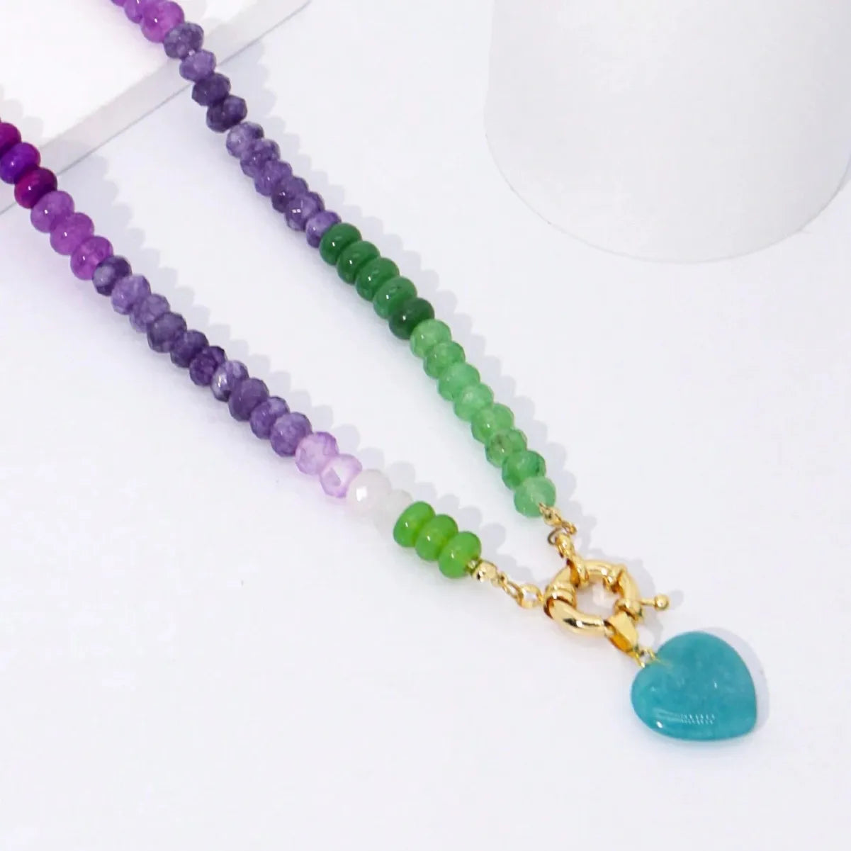 2026 European and American handmade blogger beaded heart glass necklace, beach style pendant jewelry gift