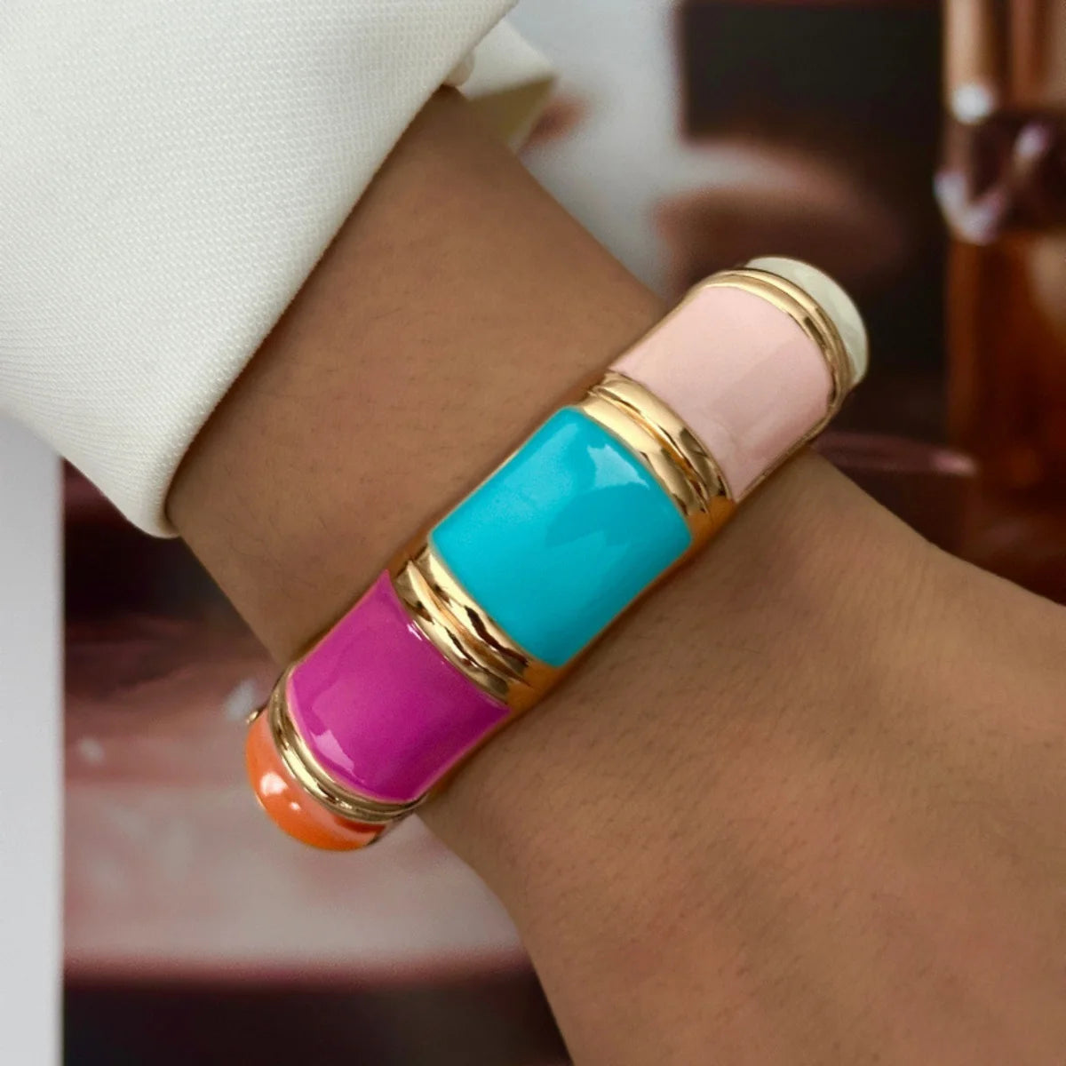 KMVEXO 10 Style Bohemian Colorful Enamel Open Cuff Bracelet For Women Irregular Geometric Metal Bangles Party Jewelry Gift