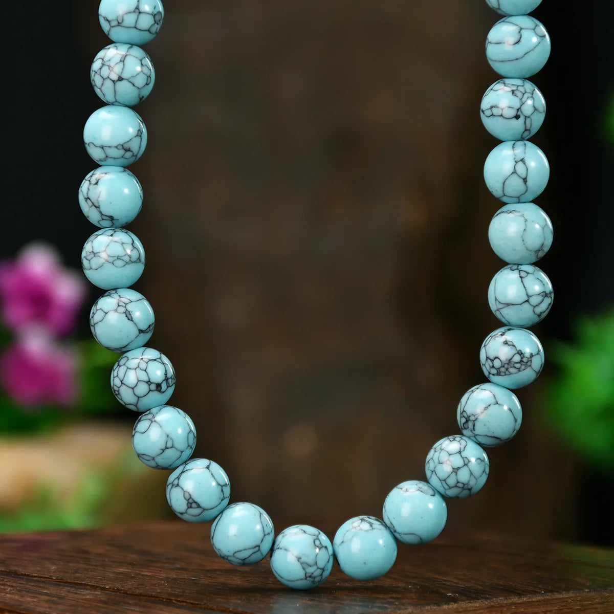 Summer Bohemia Colorful Natural Stone 10mm Bead Necklace Handmade Glass Beading Collar Choker for Women Girls Trend Jewelry Gift