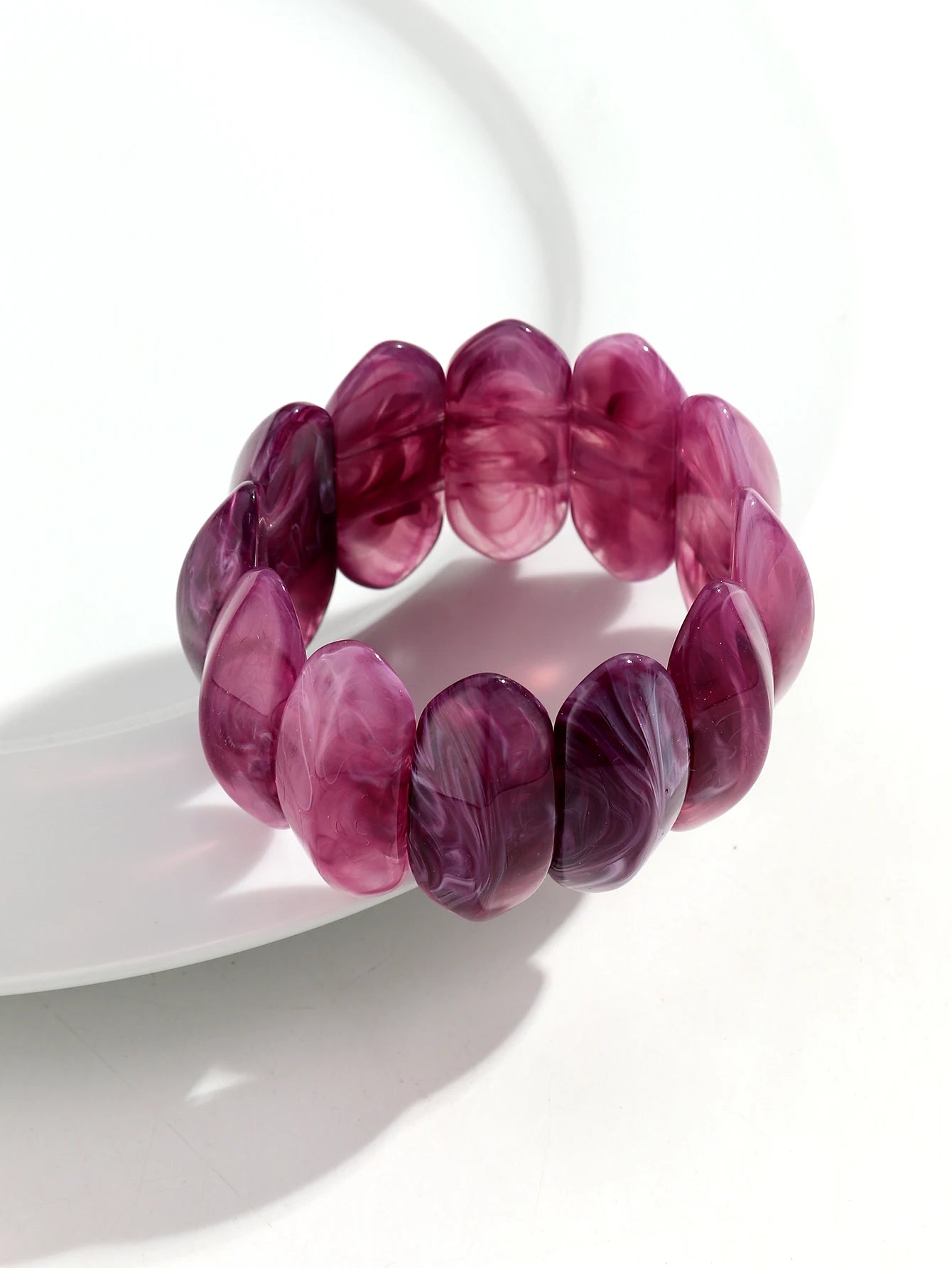Trendy Resin Purple Wide Geometric Chunky Bangles for Women Fashion Acrylic Beaded Bangle Bracelets Party Jewelry Gifts