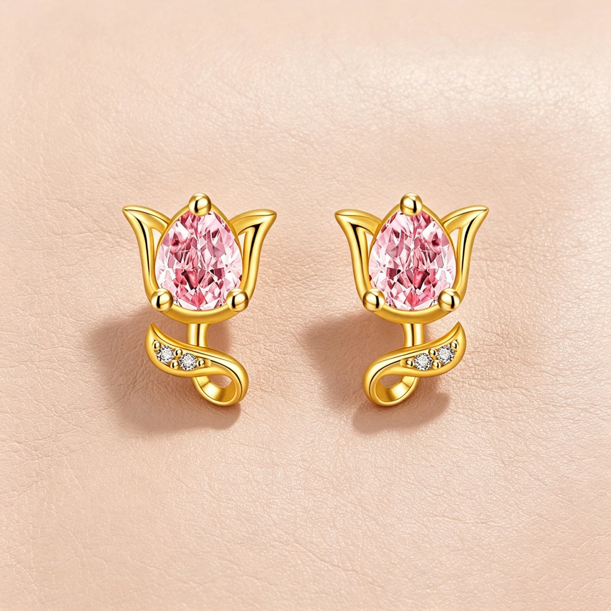 Purple White Zircon Small Rose Flower Stone Stud Earrings For Women Gold Silver Color Wedding Jewelry Earring Mother's Day Gifts