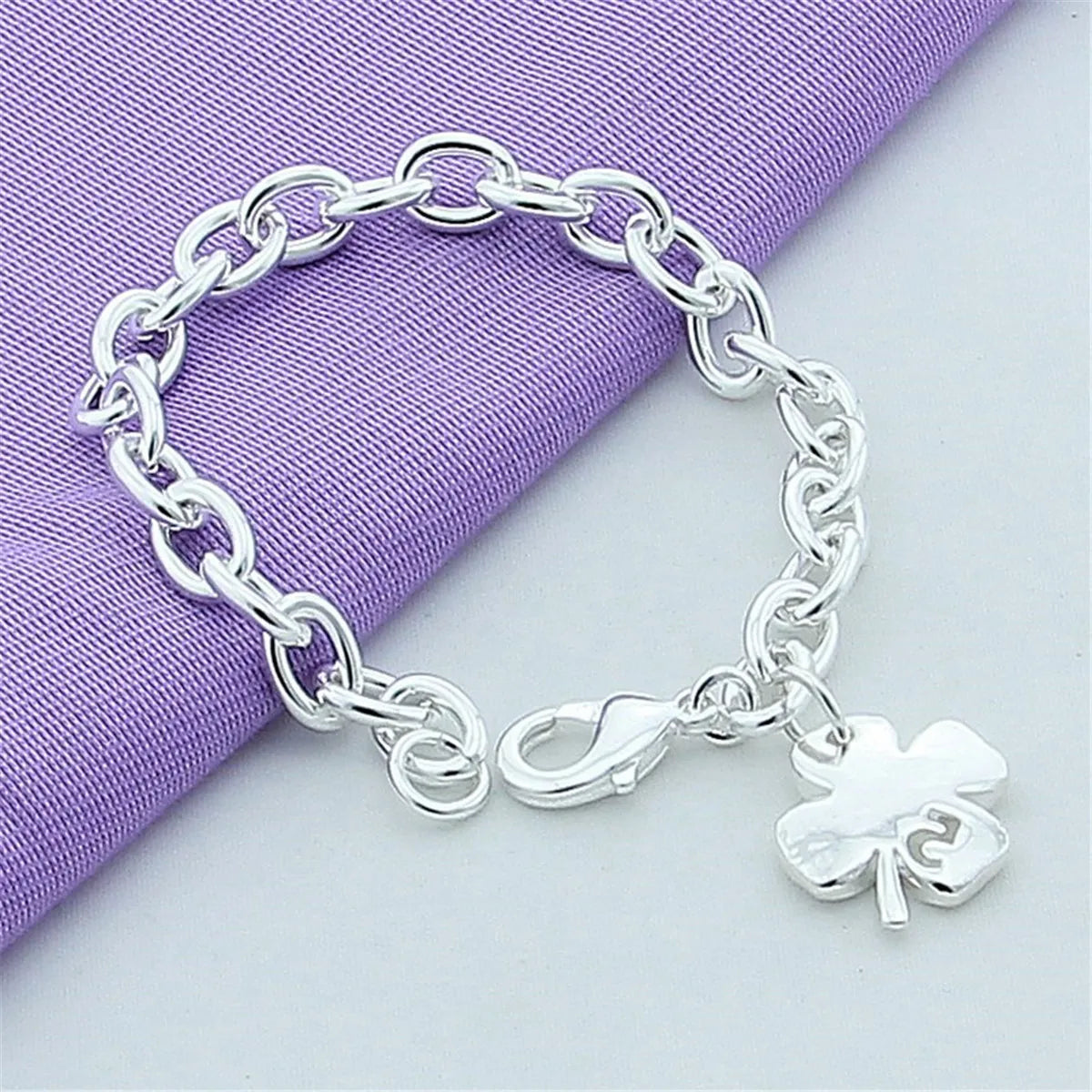 925 Sterling Silver Bracelet Lucky Clover Women's Fashion Simple Bracelet Birthday Party Wedding Anniversary Jewelry Gift