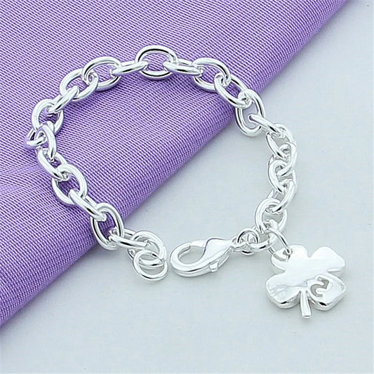 925 Sterling Silver Bracelet Lucky Clover Women's Fashion Simple Bracelet Birthday Party Wedding Anniversary Jewelry Gift