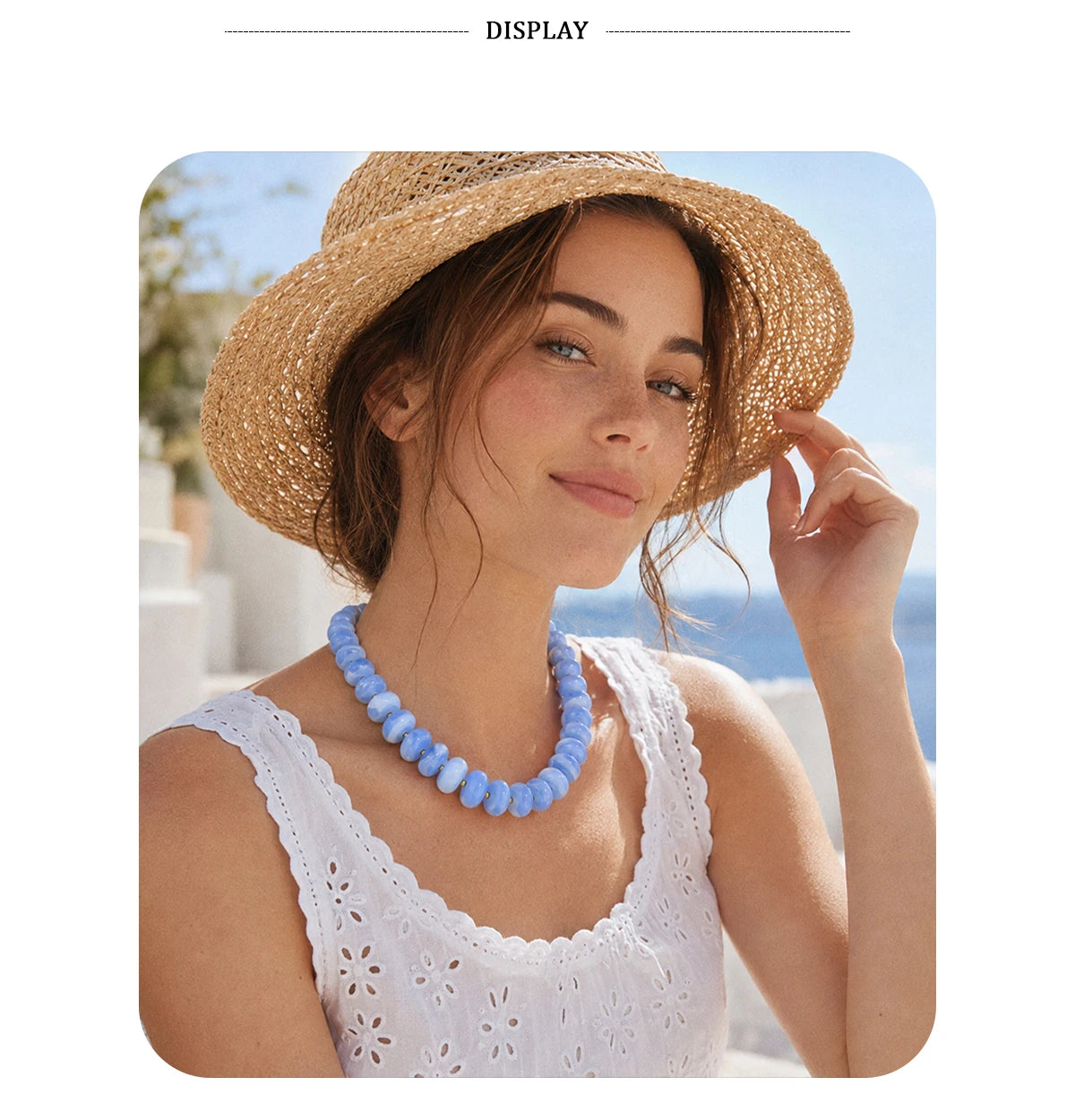 E.B.belle Colorful Bohemian Flat Disc Bead Necklace Stainless Steel 18K Gold Plated Bead Choker Summer Beach Women Jewelry Gift