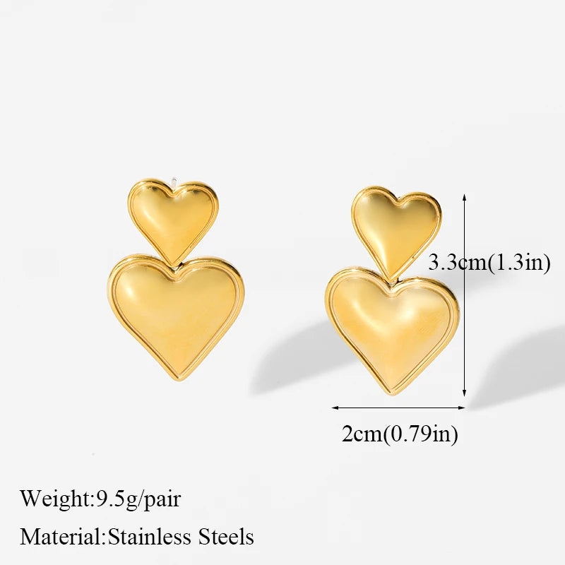 EILIECK 316L Stainless Steel Butterfly Heart Drop Earrings For Women Fashion New Ear Stud Gold-Plated Waterproof Jewelry Gift