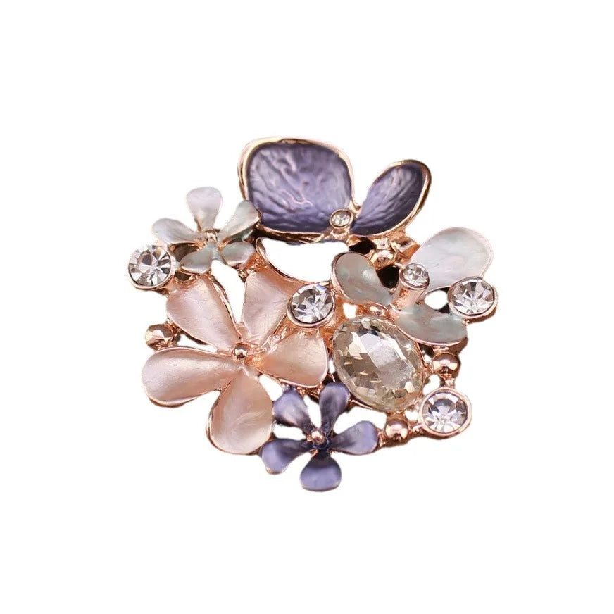 new color oil geometric flower diamond magnetic brooch, fashionable and high-end women's versatile brooch