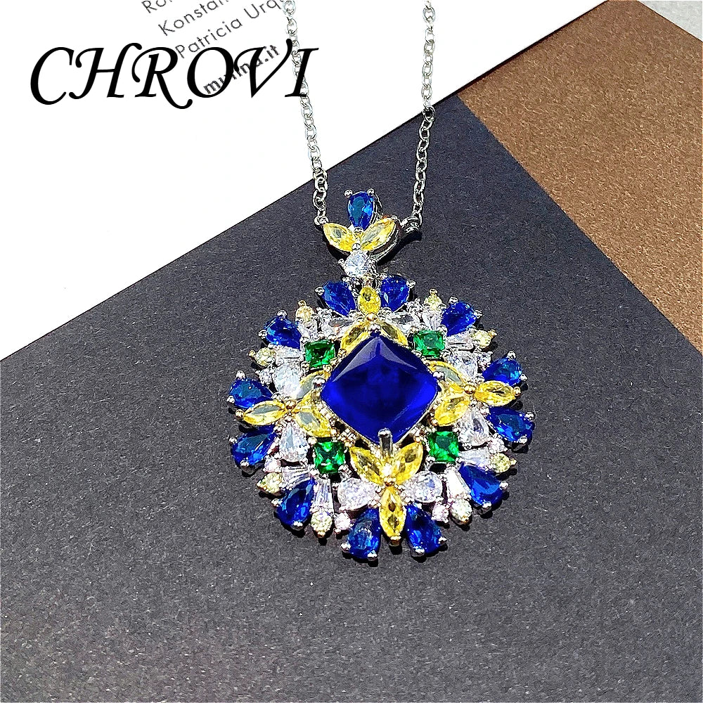 Exquisite 925 sterling silver new pendant necklace with gemstones, color-matched and eclectic style pendant for women