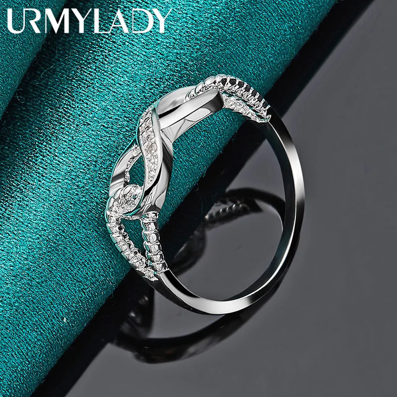 URMYLADY 925 Sterling Silver Creative 8 Zircon 7-10 # Ring For Women Wedding Party Fashion Charm Jewelry