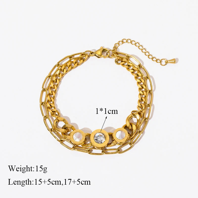 EILIECK 316L Stainless Steel Geometry Circle Charms Bracelet For Women Men Fashion Non-fading Bangles Wrist Jewelry Gift Bijoux