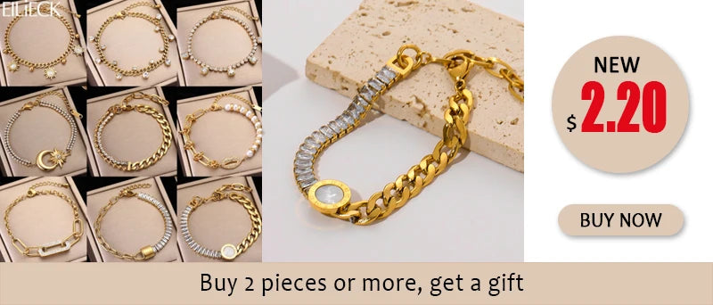 EILIECK 316L Stainless Steel Beads Rhinestones Bracelet For Women Girl New Trendy Waterproof Wrist Chain Bangles Jewelry Gift