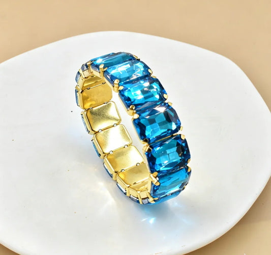 2026 New fashion Jewelry crystal Women charm bracelet colorful Geometric square elastic thread white Elliptical glass bracelet