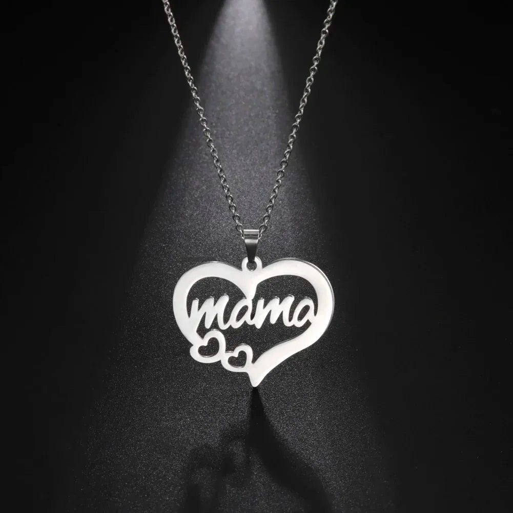 Skyrim Mother's Day Mama Letter Pendant Stainless Steel Necklace for Women Gifts love Pendant Neck Chain Exquisite Jewelry Gift