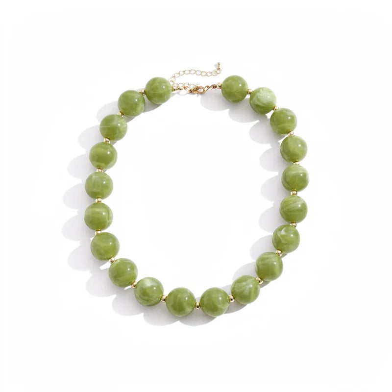 KMVEXO Fashion Colorful Acrylic Big Beads Necklace Bracelet Set for Women Personality Originality Holiday Jewelry Accessories