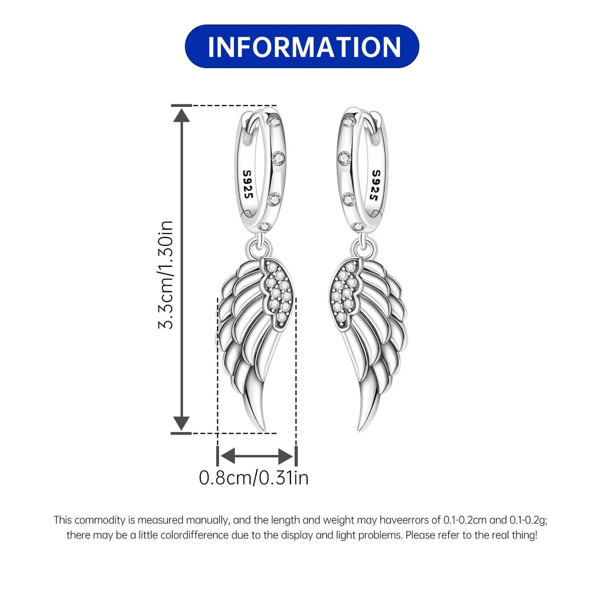 Orstarry 925 Sterling Silver Feather Lucky Symbol Drop Earrings Women Earrings Charm Fashion Versatile Party Jewelry Gifts
