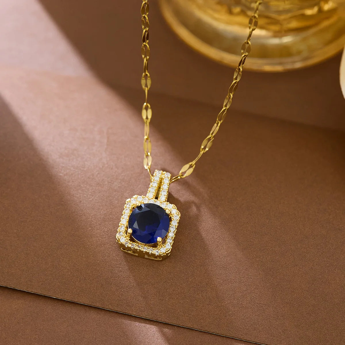 Korean Style Fashion Square Zircon Stainless Steel Necklaces For Women Luxury Elegant Female Clavicle Chain Jewelry Wholesale