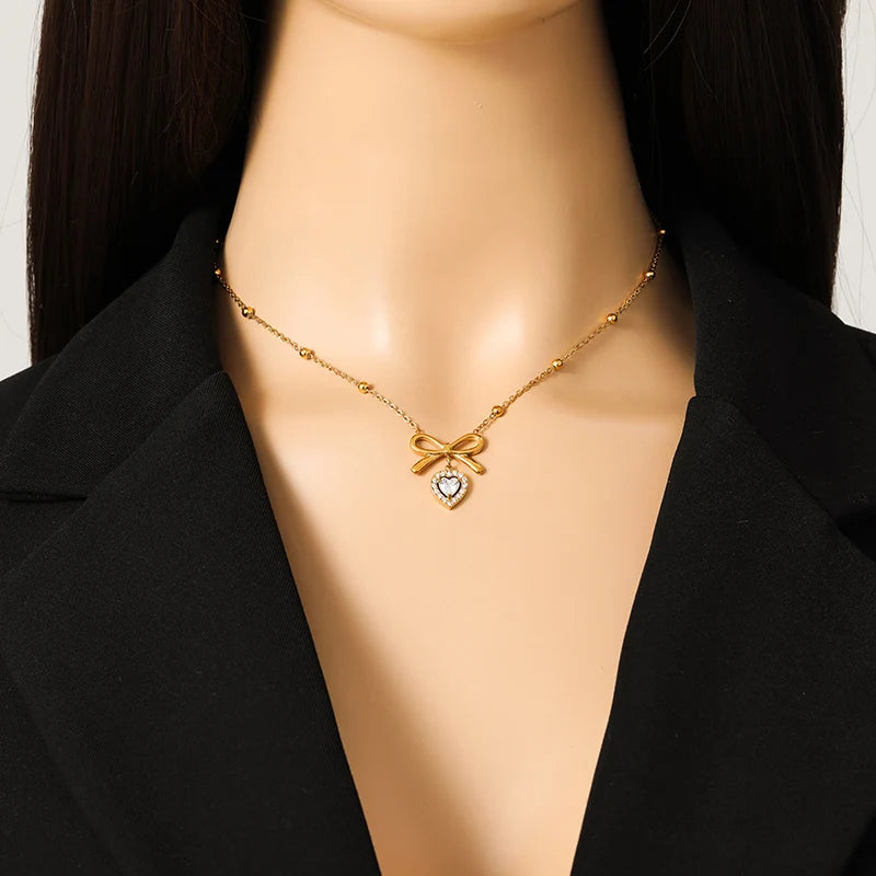 EILIECK 316L Stainless Steel Metal Sun Starfish Shells Pendant Necklace For Women Exquisite Neck Chain Waterproof Jewelry Gift