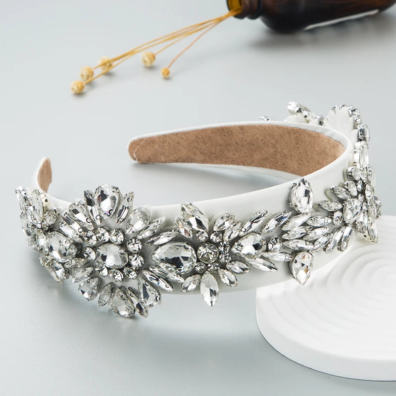Hair Band Baroque Fashion Shiny Glass Diamond Vintage Headband Light Luxury Temperament Trend Party Wide Edge Hair Accessories