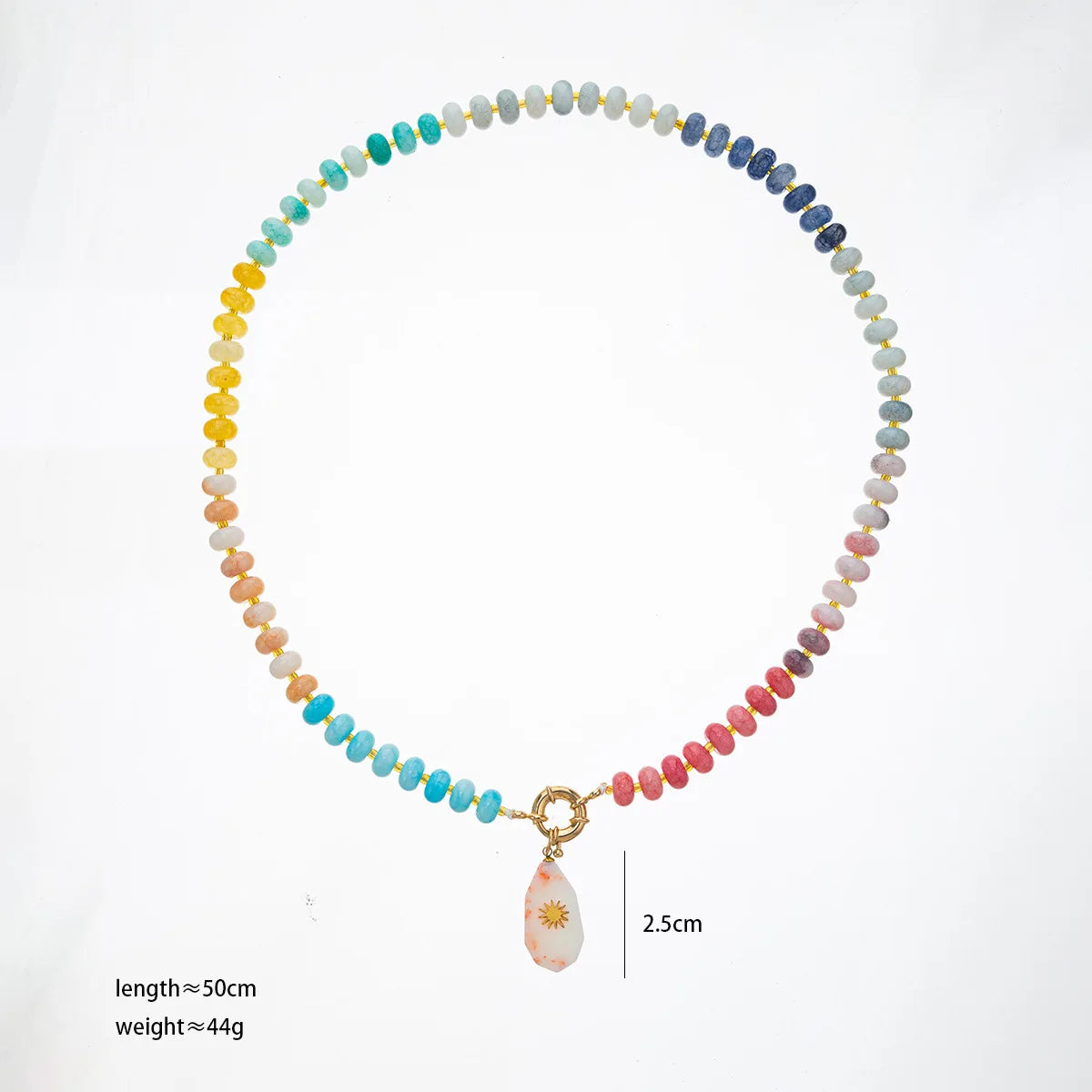 Handmade Colorful Glass Beaded Flower Neckalce Stainless Steel Geometric Natural Stone Pendant Choker Summer Beach Jewelry Gift