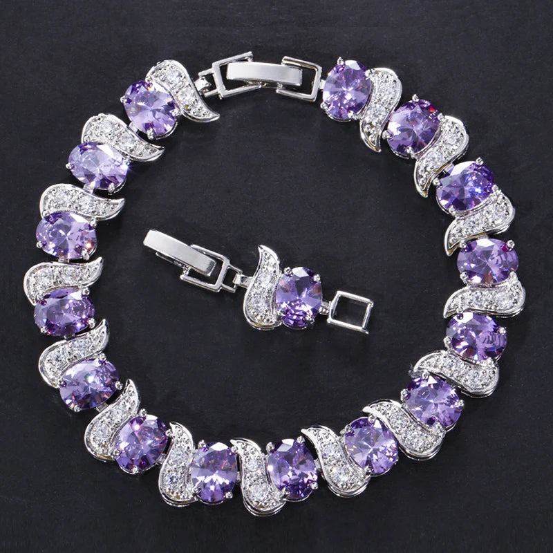 ThreeGraces Shiny Pink Cubic Zirconia Luxury Bridal Wedding Party Tennis Bracelet for Women Fashion Costume Jewelry BR084