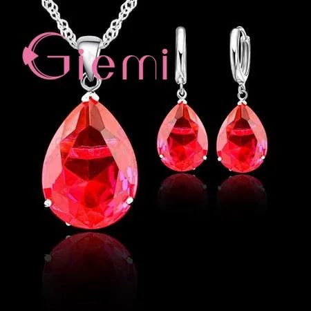 S925 Silver Needle Luxury Jewelry Sets 24 Models Option Cubic Zircon Rhinestone Charming Pendant Wedding Engagement Accessory
