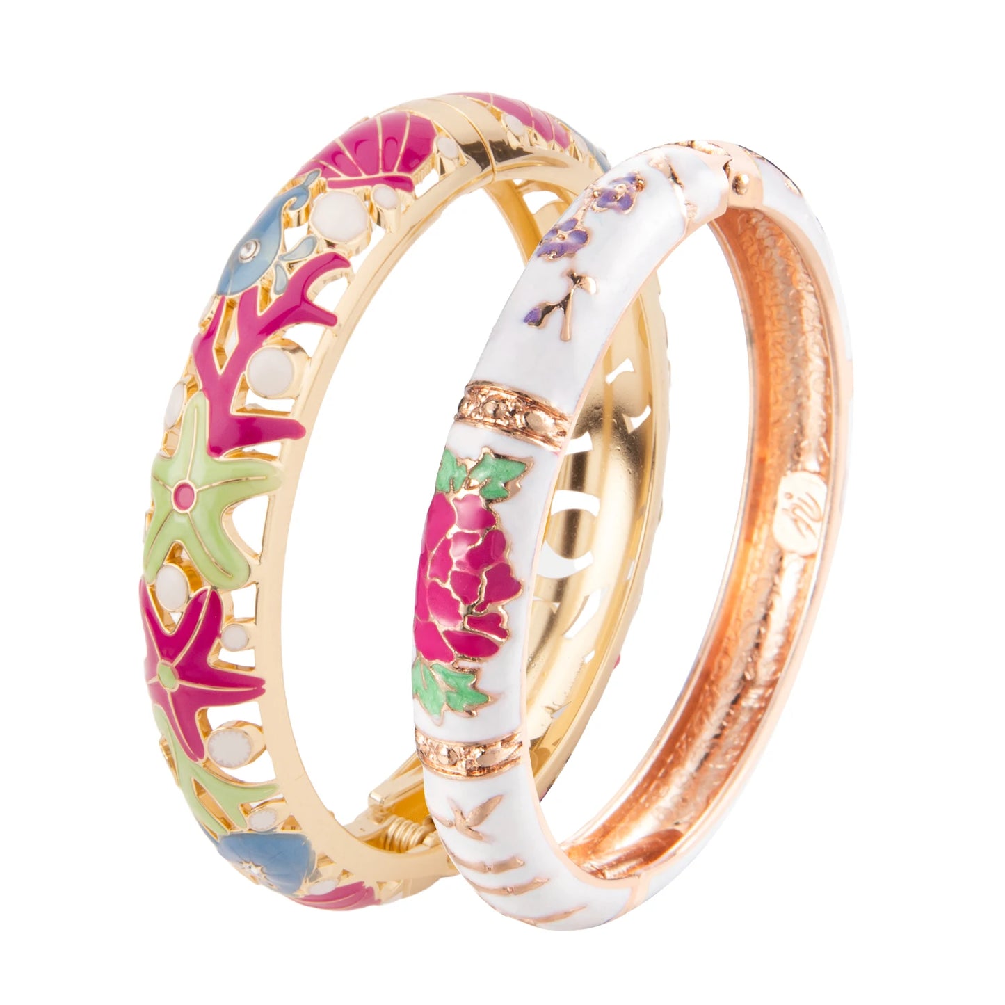 1/2PC Bangle For Women Double Enamel Bangle Set Cloisonne Bracelet On Hand Indian Style Dubai Women's Jewelry Accessories Trendy