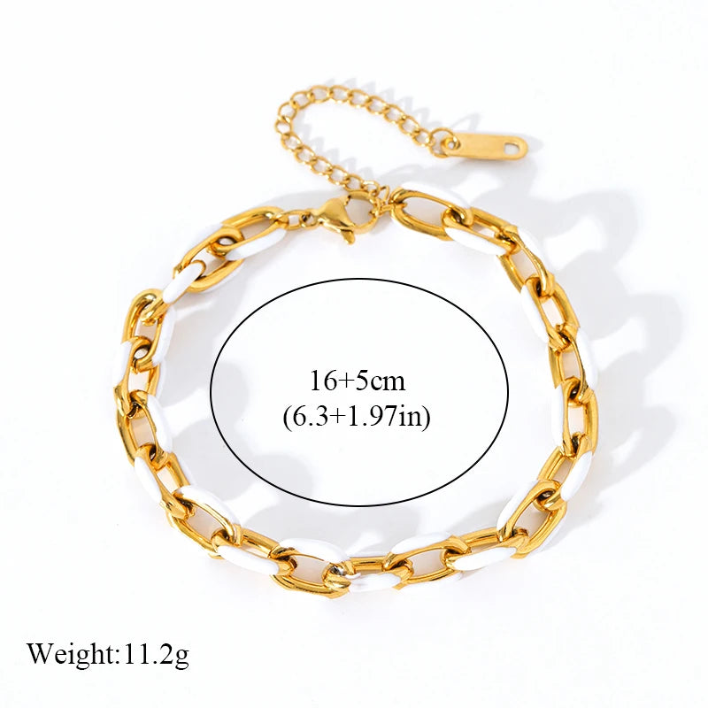 EILIECK 316L Stainless Steel Link Chain Bracelet For Women Trendy Punk 18K Gold Plated Waterproof Wrist Chain Jewelry Gift Party