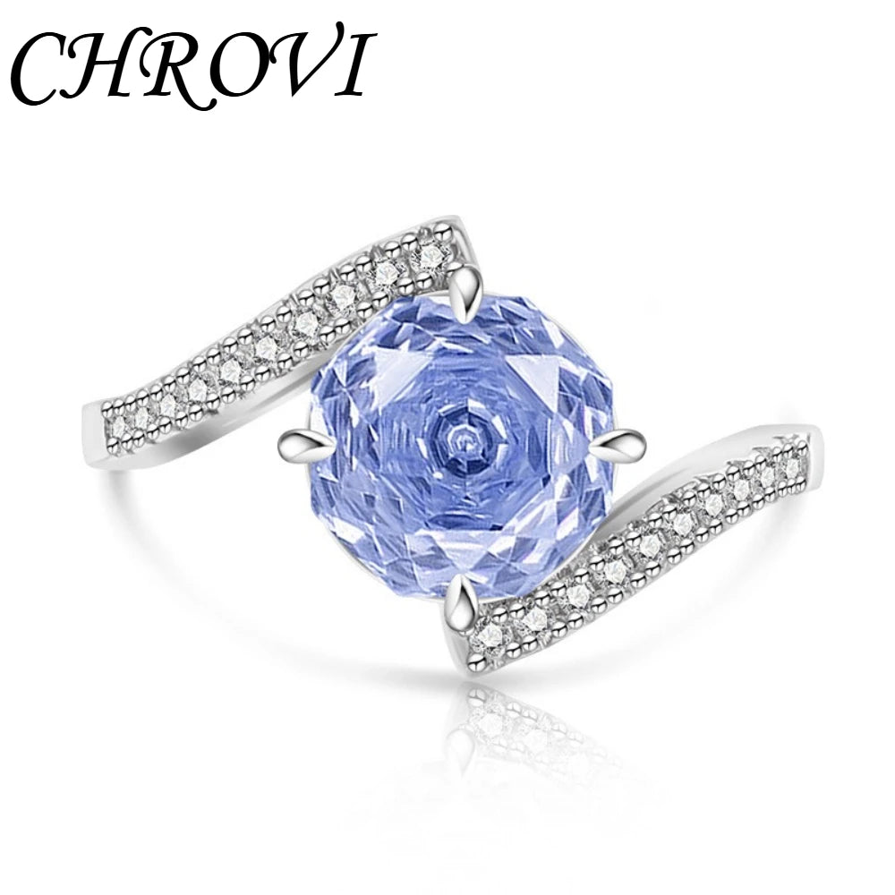 Luxury-Style 925 Sterling Silver Gemstone Rose Cut Ring for Women - Super Sparkling High-Carbon Diamond Finger Ring