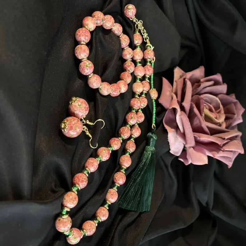 NISHIZAWA Pink Flowers Earrings for Women Beaded Vintage Court Style Elegant Jewelry Fashion Sweet Exquisite Aretes De Mujer