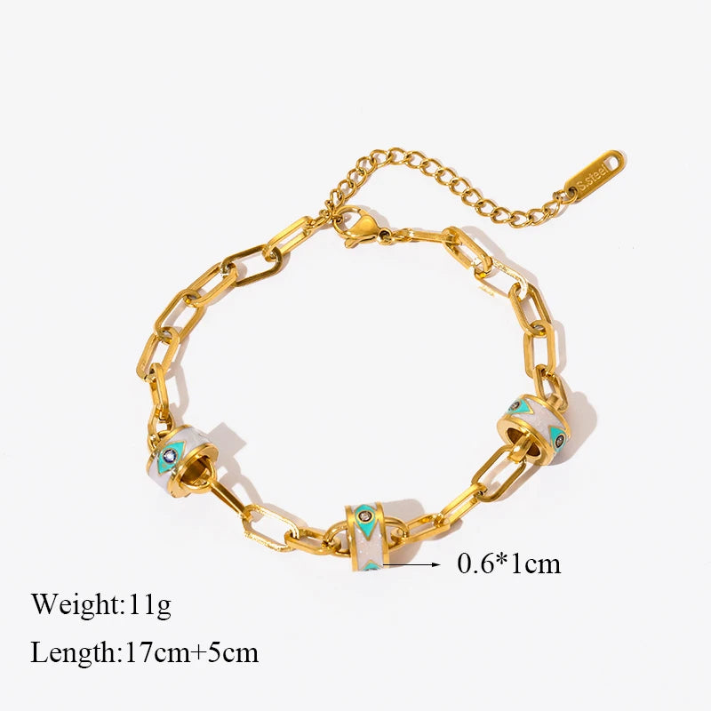 EILIECK 316L Stainless Steel Geometry Circle Charms Bracelet For Women Men Fashion Non-fading Bangles Wrist Jewelry Gift Bijoux