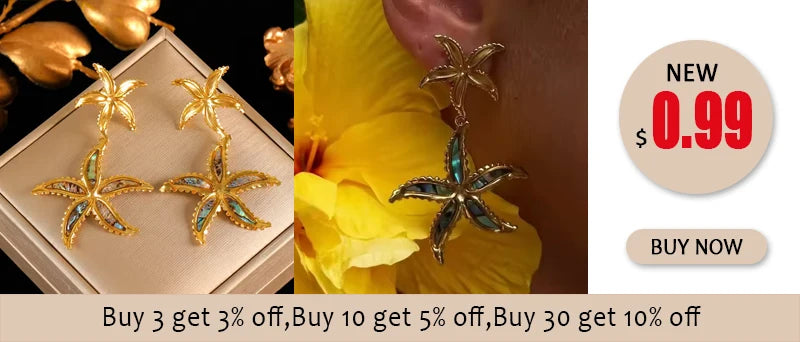 EILIECK 316L Stainless Steel Gold Color Starfish Shell Pearl Necklace Earrings Set For Women Trendy Waterproof Jewelry Lady Gift