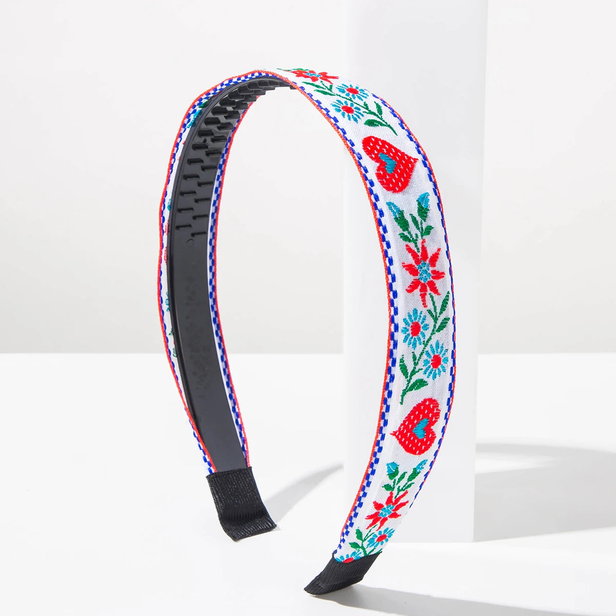 Retro Ethnic Style Embroidery Flower Love Thin Edged Headband, Personalized Light Luxury, Niche Design, Hair Accessories